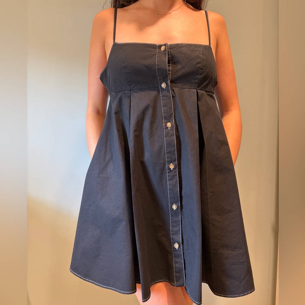 Isalis Black Cotton Button-Down Dress - Picture 2 of 5